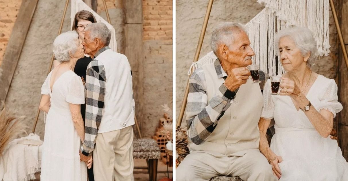 Juntos há 60 anos, casal de idosos ganha ensaio de fotos pela 1ª vez e esbanja romantismo