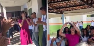 Alunos fazem homenagem a professora que sofreu transfobia em loja no Ceará [VIDEO]