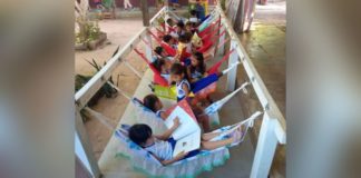 Escola infantil no Pará instala redes para crianças terem conforto na hora da leitura
