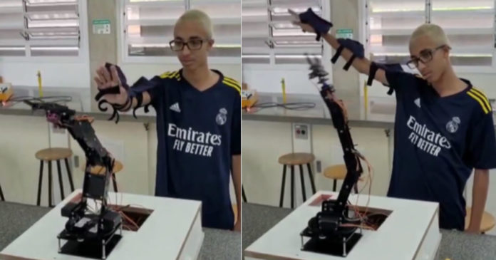 estudante testa braço robótico capaz de ajudar crianças com paralisia cerebral