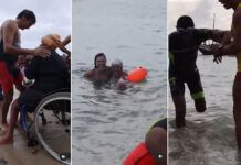 pessoas com deficiência atravessam a baía de todos os santos a nado e a remo